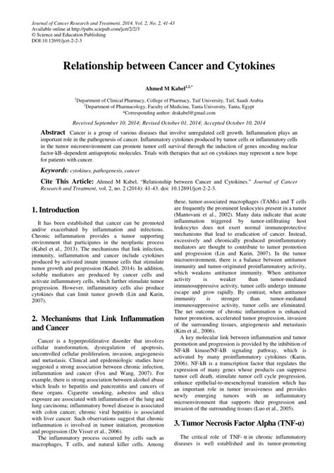 jcrtkb|Relationship between Cancer and Cytokines.